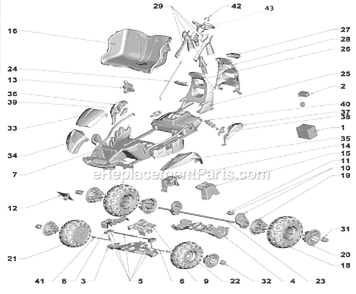 Page A Diagram and Parts List for P4266  Power Wheels Ride-On ATVs